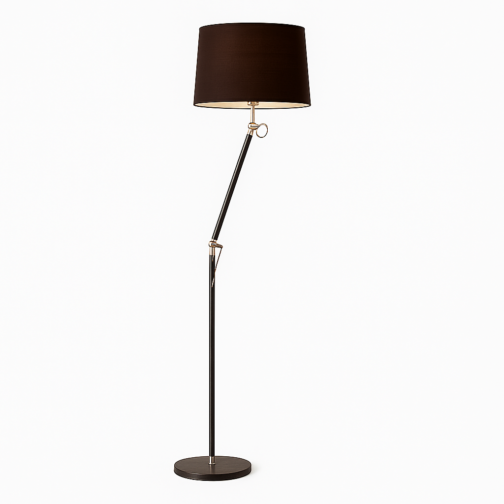 Moderne verstellbare Stehlampe mit Stoffschirm – warmes LED-Licht
