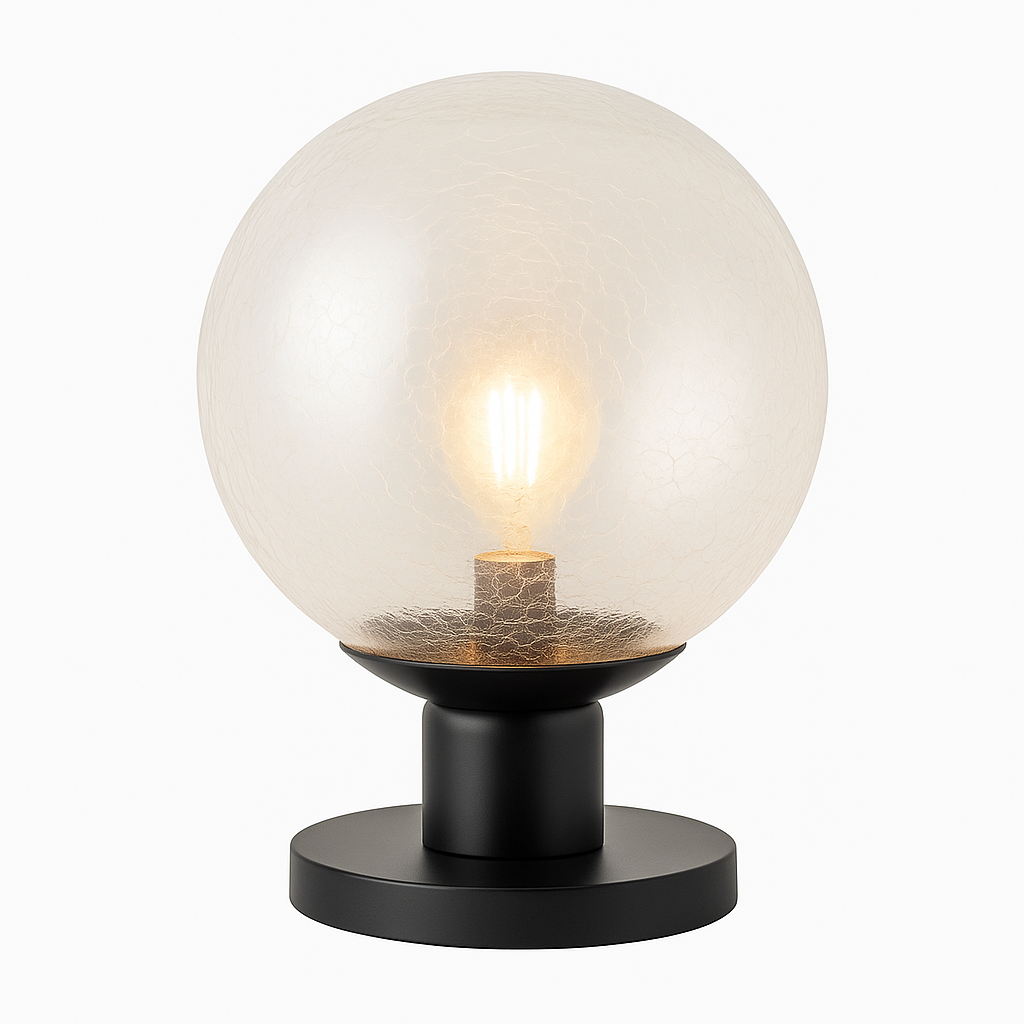 Glaskugel-Tischlampe mit warmweißem Licht – modern und elegant