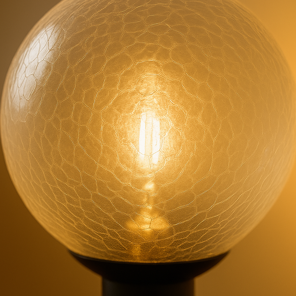 Glaskugel-Tischlampe mit warmweißem Licht – modern und elegant